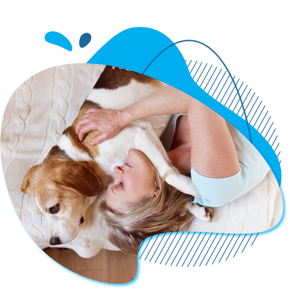 Picture of woman with her older dog Picture of woman with her older dog